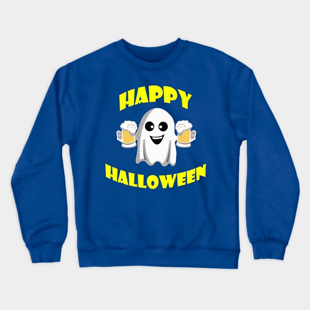 halloween ghost with beer for friends Crewneck Sweatshirt by presstex.ua@gmail.com